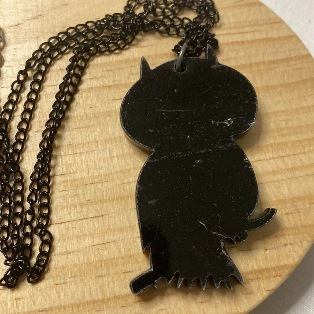 Owl Pendant Necklace 18in Chain Drop Dangle Hook Gray/Black Bird Fashion Art New